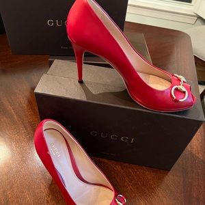 Gucci Red leather- Nappa Charlotte Tabasco. 9.5